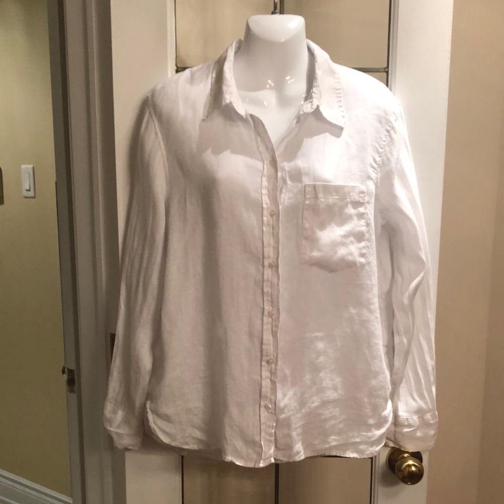 Classic Women's White 100% Linen Shirt